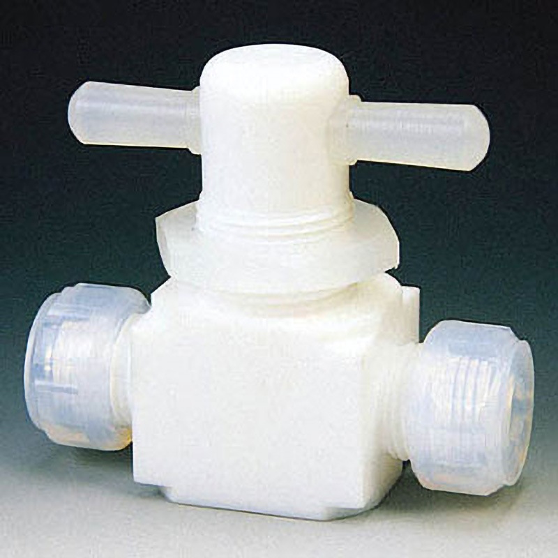 NR0009-003 PTFE 二方パネル付バルブ圧入型 10Φ フロンケミカル ストレート