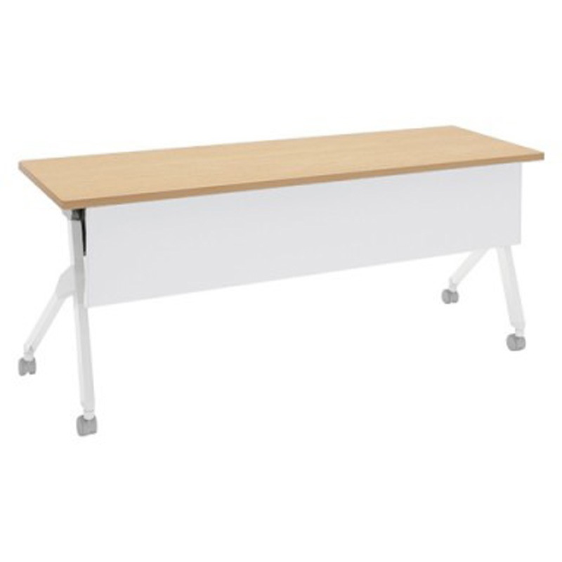 81F1LB MK37 フラプター ホワイト脚 棚板無 幕板付 オカムラ(岡村製作所) メラミン化粧板 キャスター有 ネオウッドライト 幅1800mm奥行600mm高さ720mm  81F1LB MK37