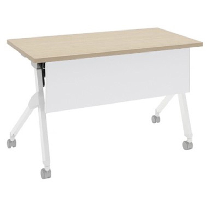 81F1LF MX61 フラプター ホワイト脚 棚板無 幕板付 オカムラ(岡村製作所) メラミン化粧板 キャスター有 プライズウッドライト 幅1200mm奥行600mm高さ720mm  81F1LF MX61