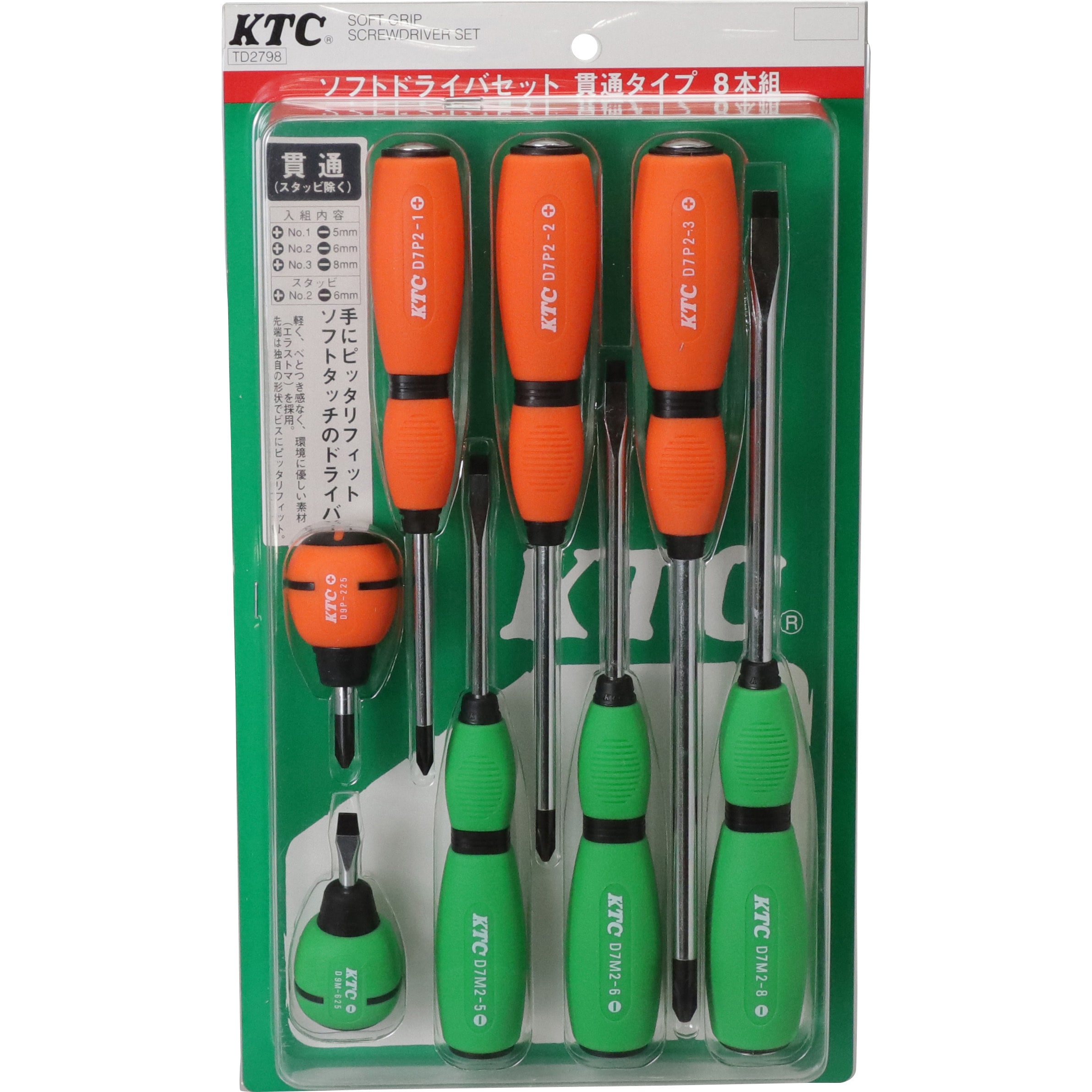 TD2798 ソフトドライバセット 貫通タイプ KTC エラストマー樹脂 クロム