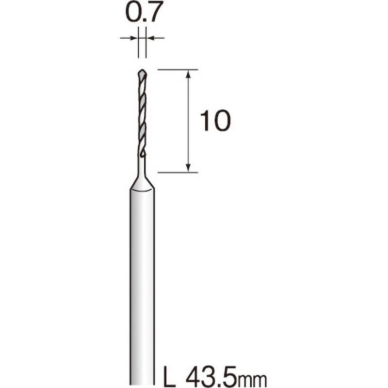 KA1113 ミニモ ハイスピードスチールトドリル ミニター ストレートシャンク ドリル径0.7mm軸径2.34mm全長43.5mm 1袋(10本) KA1113