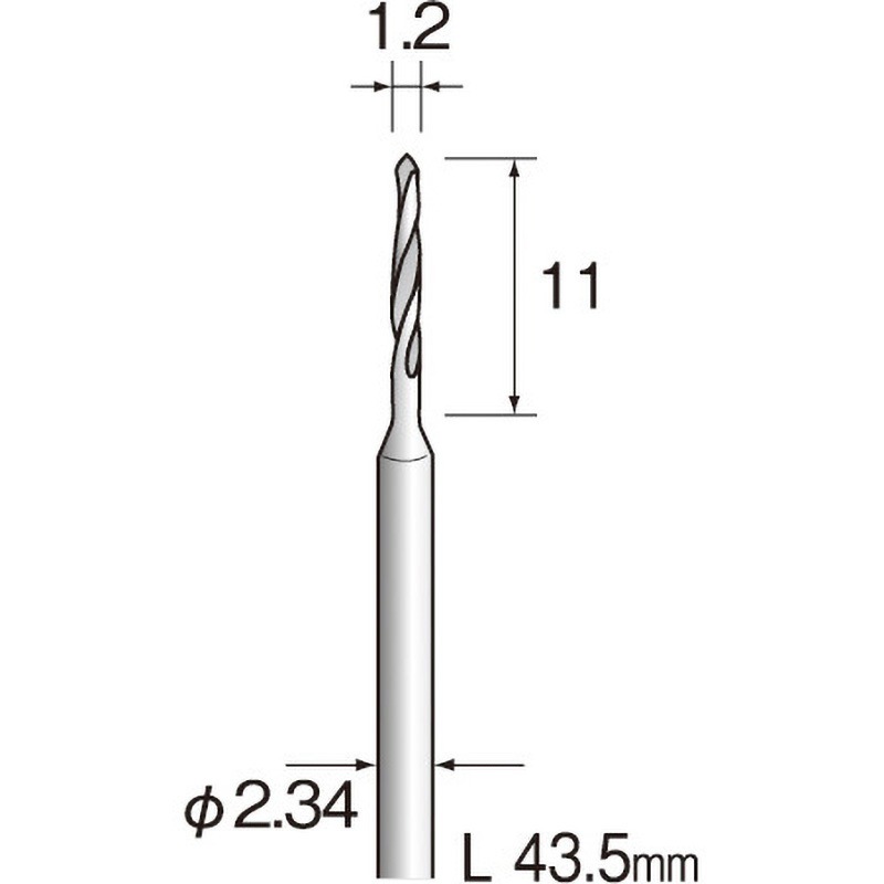 KA1118 ミニモ ハイスピードスチールトドリル ミニター ストレートシャンク ドリル径1.2mm軸径2.34mm全長43.5mm 1袋(10本) KA1118