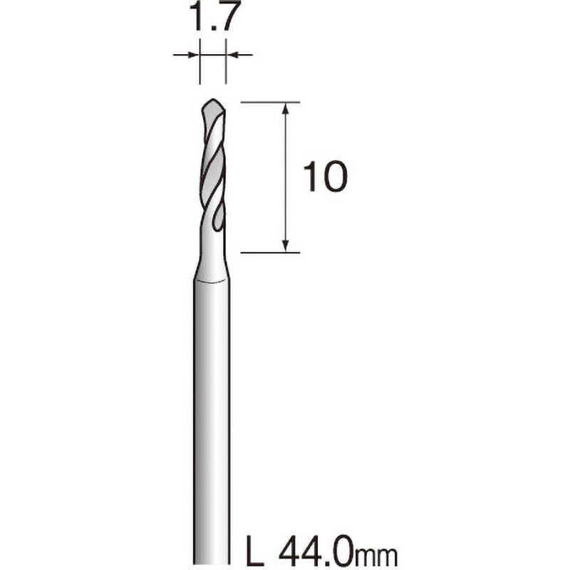 KA1123 ミニモ ハイスピードスチールトドリル ミニター ストレートシャンク ドリル径1.7mm軸径2.34mm全長44mm 1袋(10本) KA1123