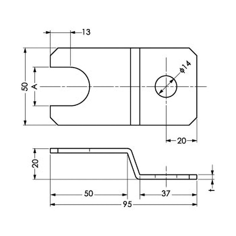ADZ-M12 アジャスター押え金具 (鋼製) LAMP(スガツネ工業) クロメート