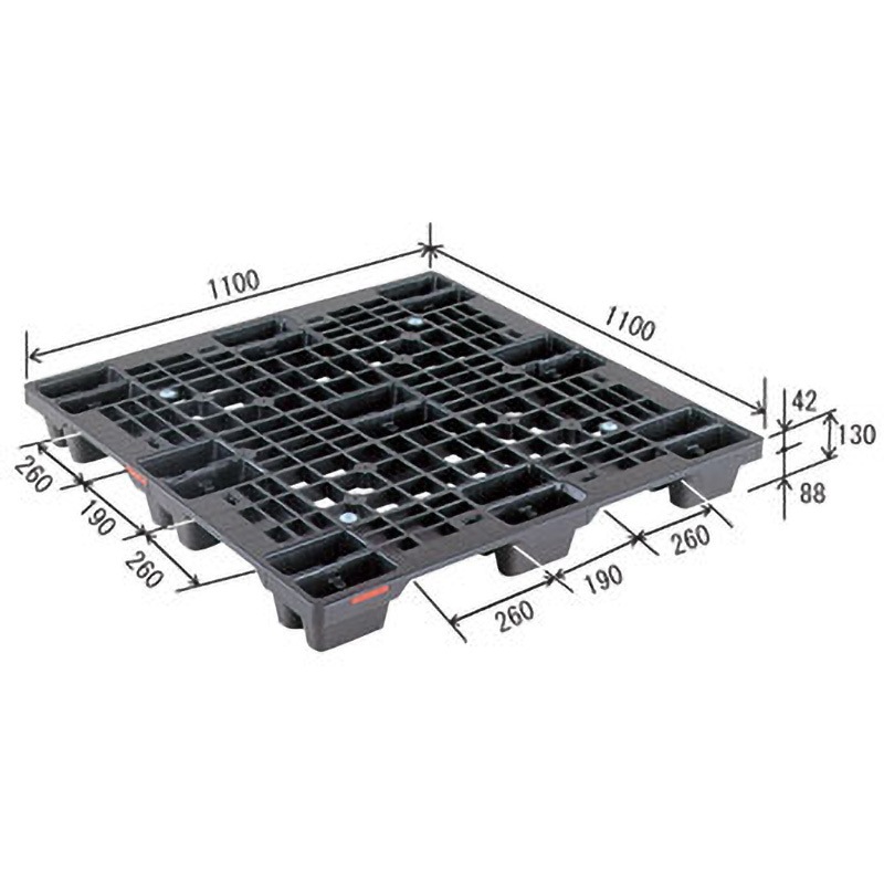 81213601BKRCP 4方差パレット(SNパレットシリーズ) サンコー(三甲) 再生ブラック色