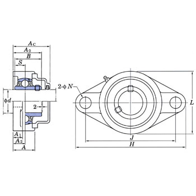 UCFL210FD 菱フランジ形ユニット FYH(日本ピローブロック) 一端 UCFL210FD 菱フランジ形ユニット FYH(日本ピローブロック) 一端