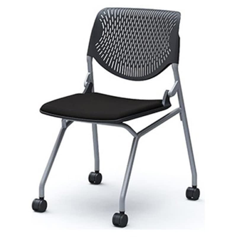 81S1CA FM18 ルナ ネスティング 肘無  背パッド無 ブラックシェル シルバーフレーム ナイロン双輪 オカムラ(岡村製作所) グリーン購入法:適合