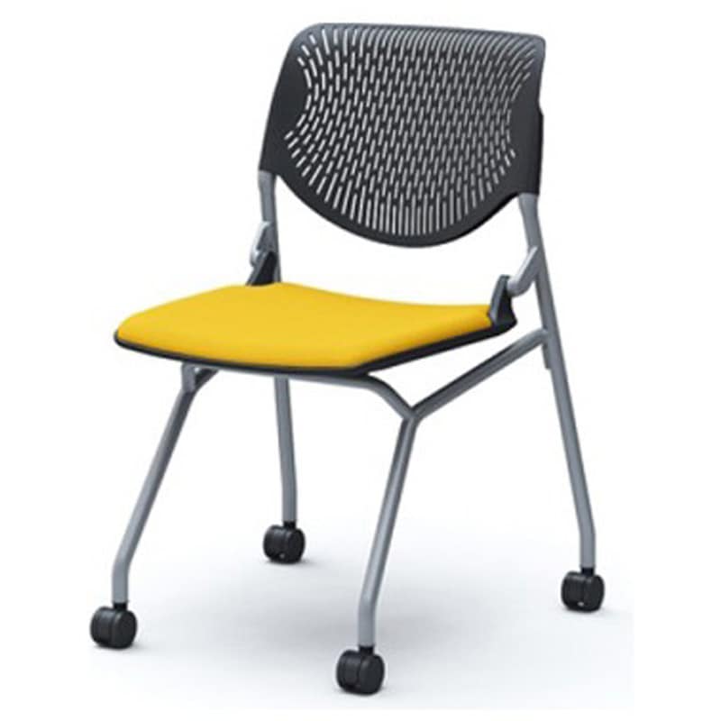 81S1CA FSG9 ルナ ネスティング 肘無  背パッド無 ブラックシェル シルバーフレーム ナイロン双輪 オカムラ(岡村製作所) グリーン購入法:適合