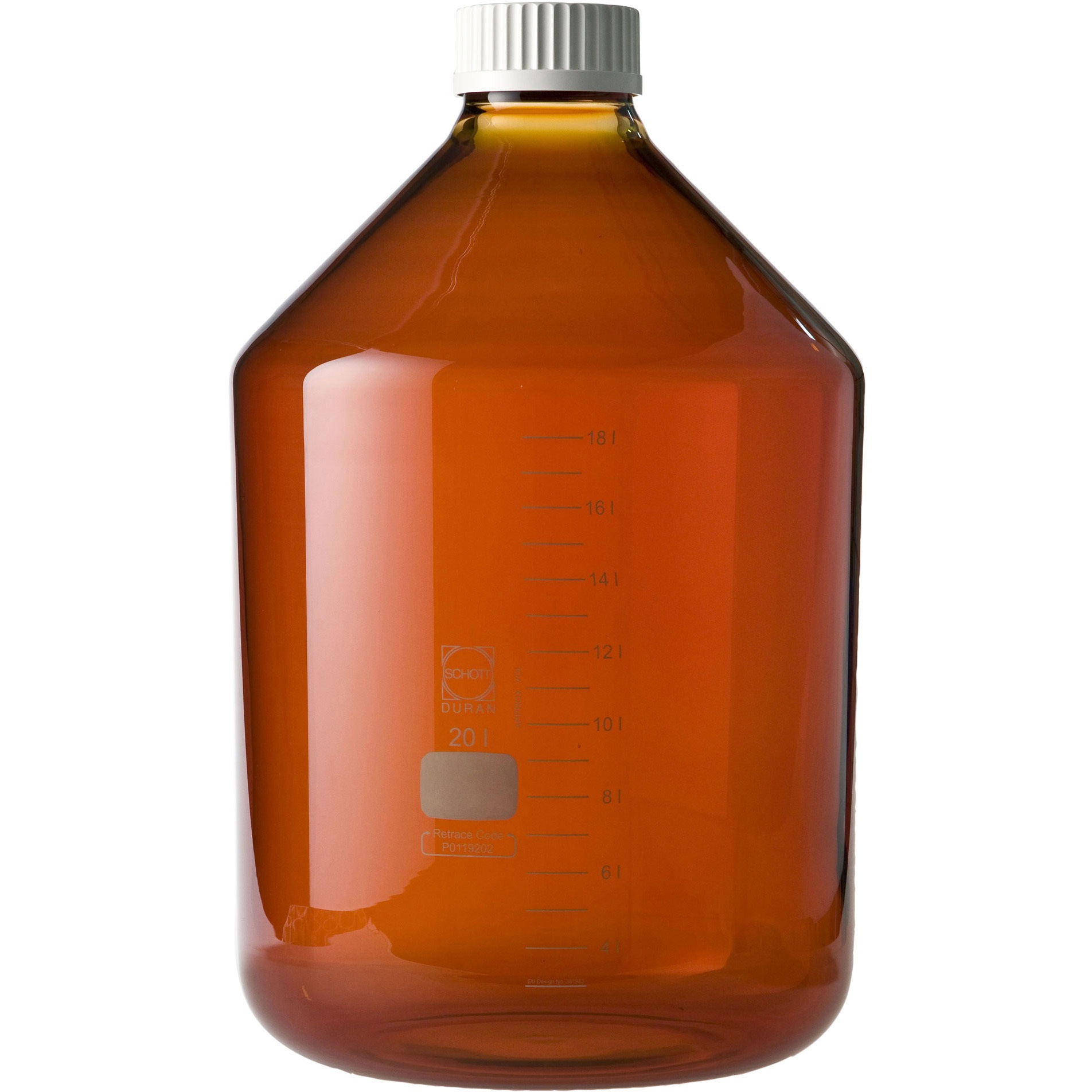 017250-320000 耐熱ねじ口びん 広口 茶褐色 白キャップ付 DURAN 20L  1個 017250-320000