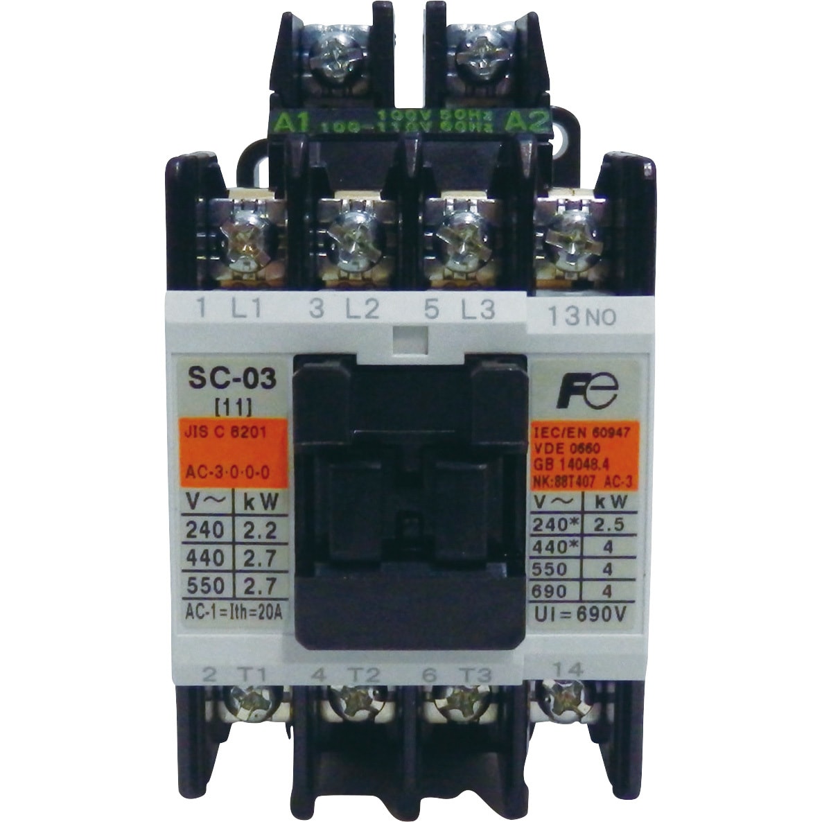 SC-03 コイルAC100V 1a 標準形電磁接触器(ケースカバーなし) 1個 富士電機 【通販サイトMonotaRO】