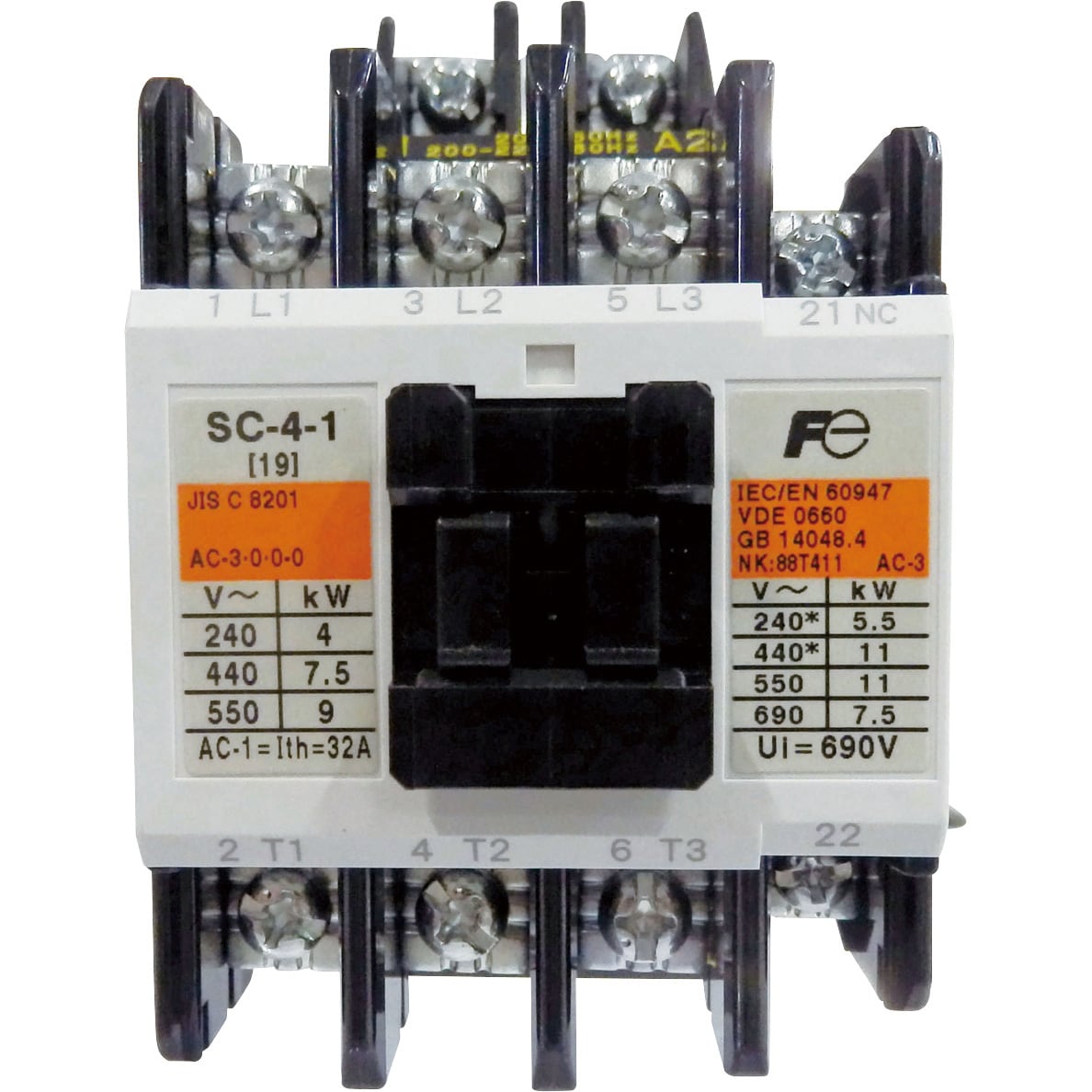 SC-4-1 コイルAC200V 1b 標準形電磁接触器(ケースカバーなし) 1個 富士