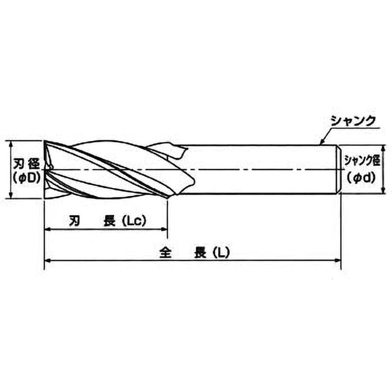 EX-TIN-EDL 3 コバルトハイススクエアエンドミル TiNコート 2刃 ロング EX-TIN-EDL オーエスジー(OSG) 刃径3mm全長60mm  - 【通販モノタロウ】