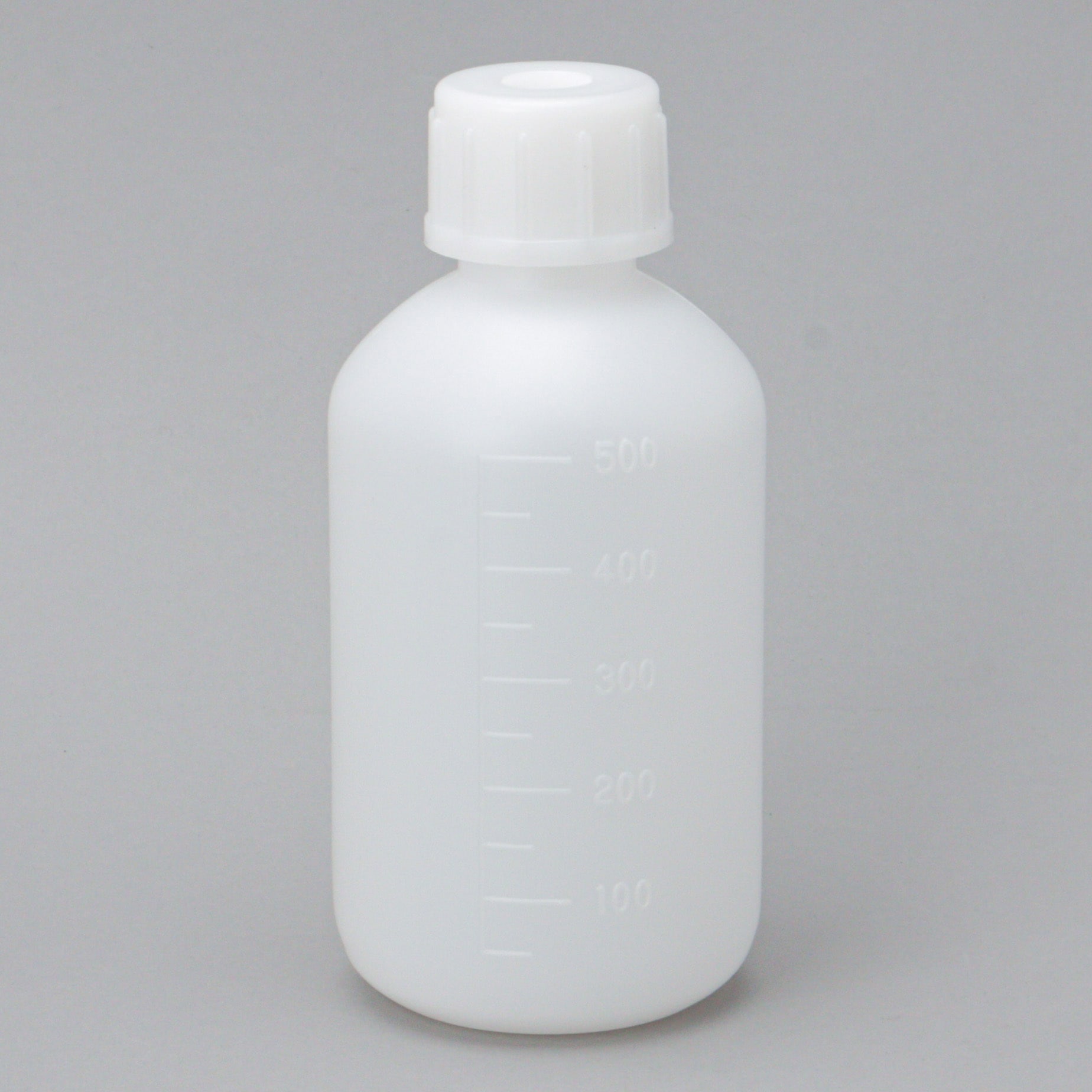 No.0116 細口瓶 瑞穂化成工業 500mL 中栓付 色(本体)白 目盛あり 1個 