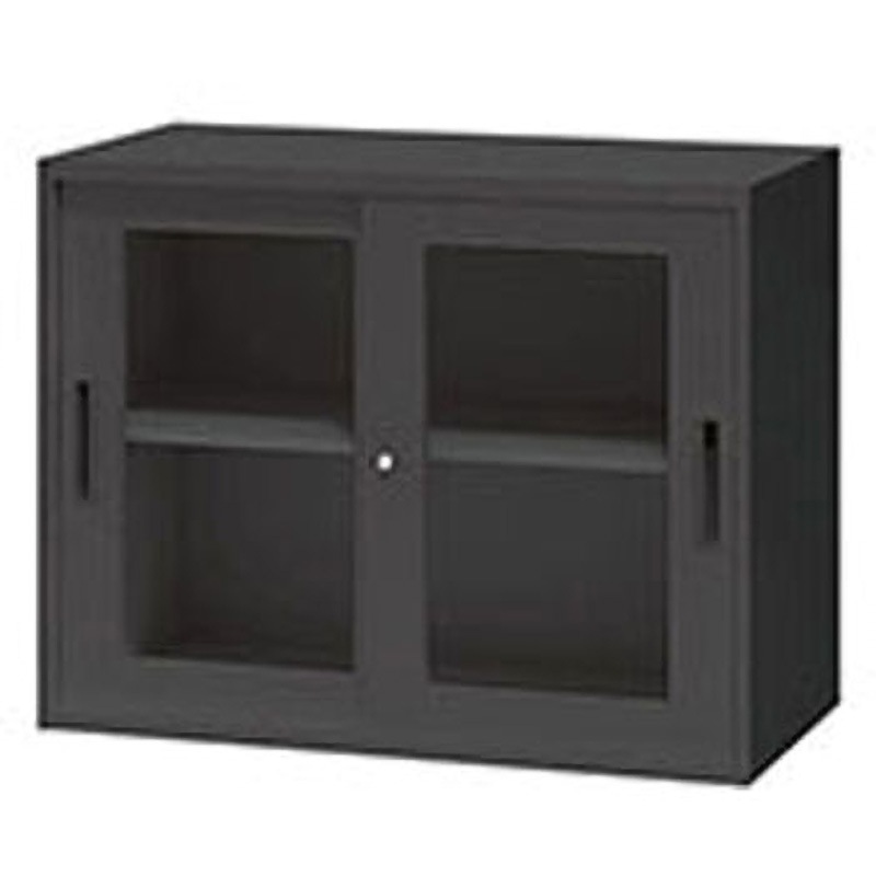 CWS-0907HG-BB ガラス引違い書庫(枠付)CWS ナイキ インジケーターキー 棚段数(段)2 高さ700mm間口899mm奥行400mm  CWS-0907HG-BB