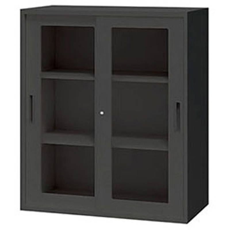 CWS-0911HG-BB ガラス引違い書庫(枠付)CWS ナイキ インジケーターキー 棚段数(段)3 高さ1050mm間口899mm奥行400mm  CWS-0911HG-BB