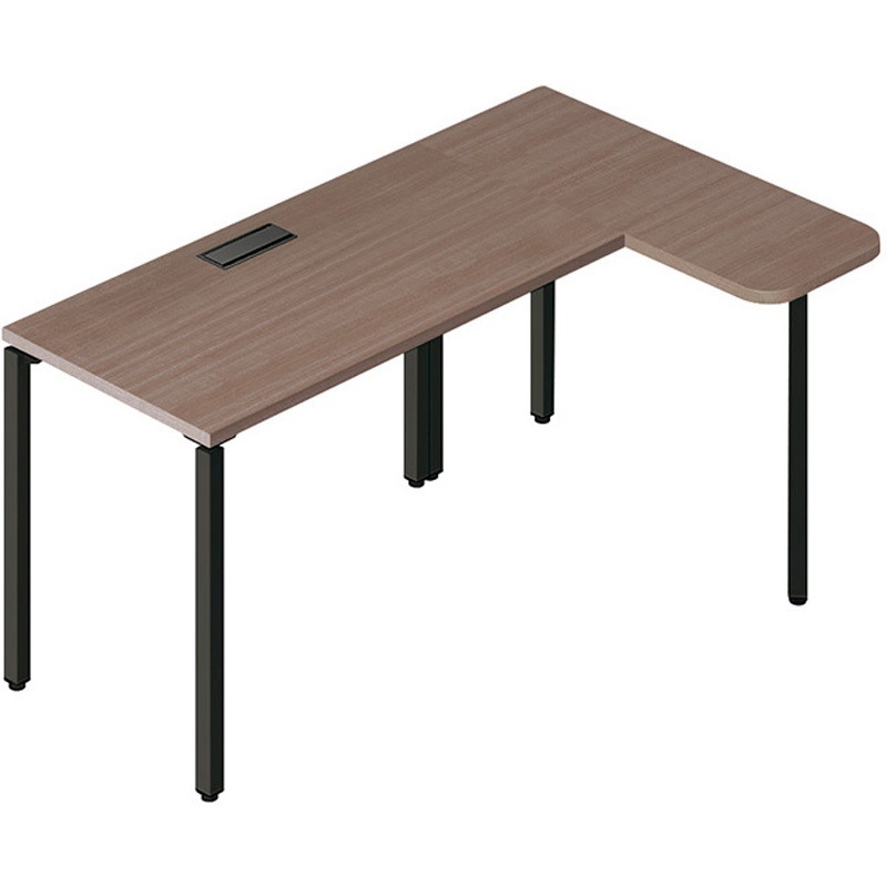 BT1610KHST-BCA ライトワークテーブル L型(ビティー BT型) ナイキ 基本型タイプ 配線ボックス付き仕様 メラミン化粧板張り ブラック  BT1610KHST-BCA