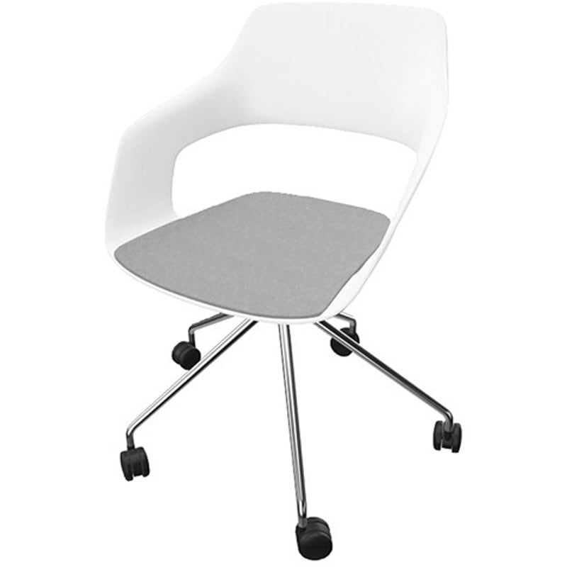 222-41-WH-65128 ミーティングチェアー(肘付) オッコ キャスター脚・座パッドあり ナイキ シルバー グレー色 ホワイト   222-41-WH-65128