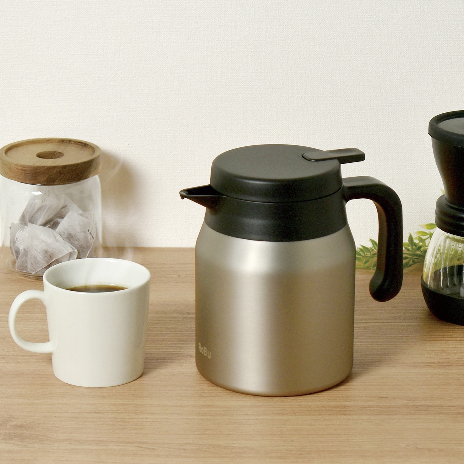 K-10862 RoBu 卓上ポット パークレーン シルバー色 容量1L K-10862