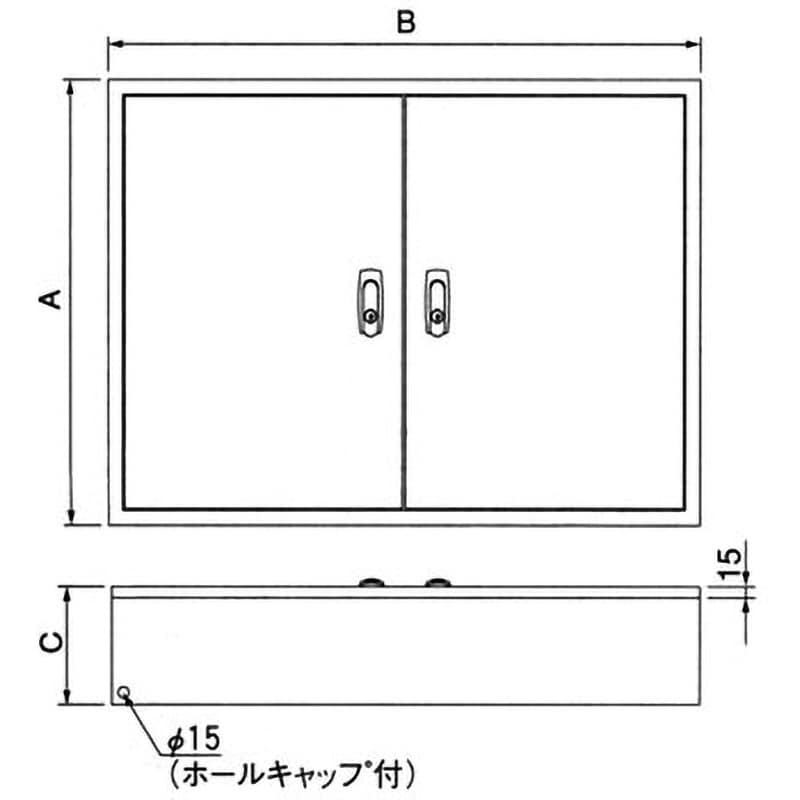 M形盤用キャビネット露出形両扉 有効深さ230mm CMEZ408025SK