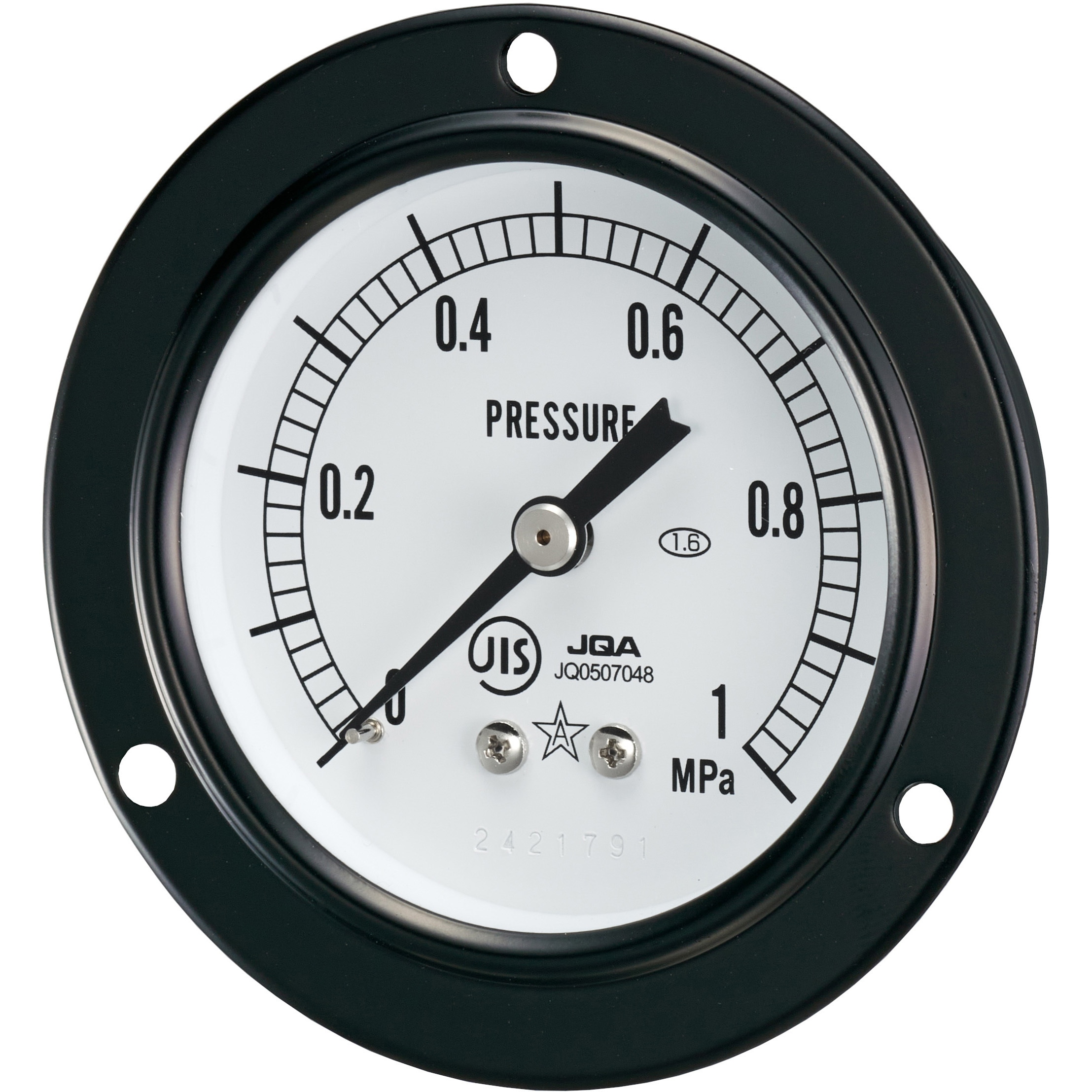 S-231-0.4MPA 汎用圧力計 FD型 G1/4B 60Φ 右下精器製造 圧力レンジ0