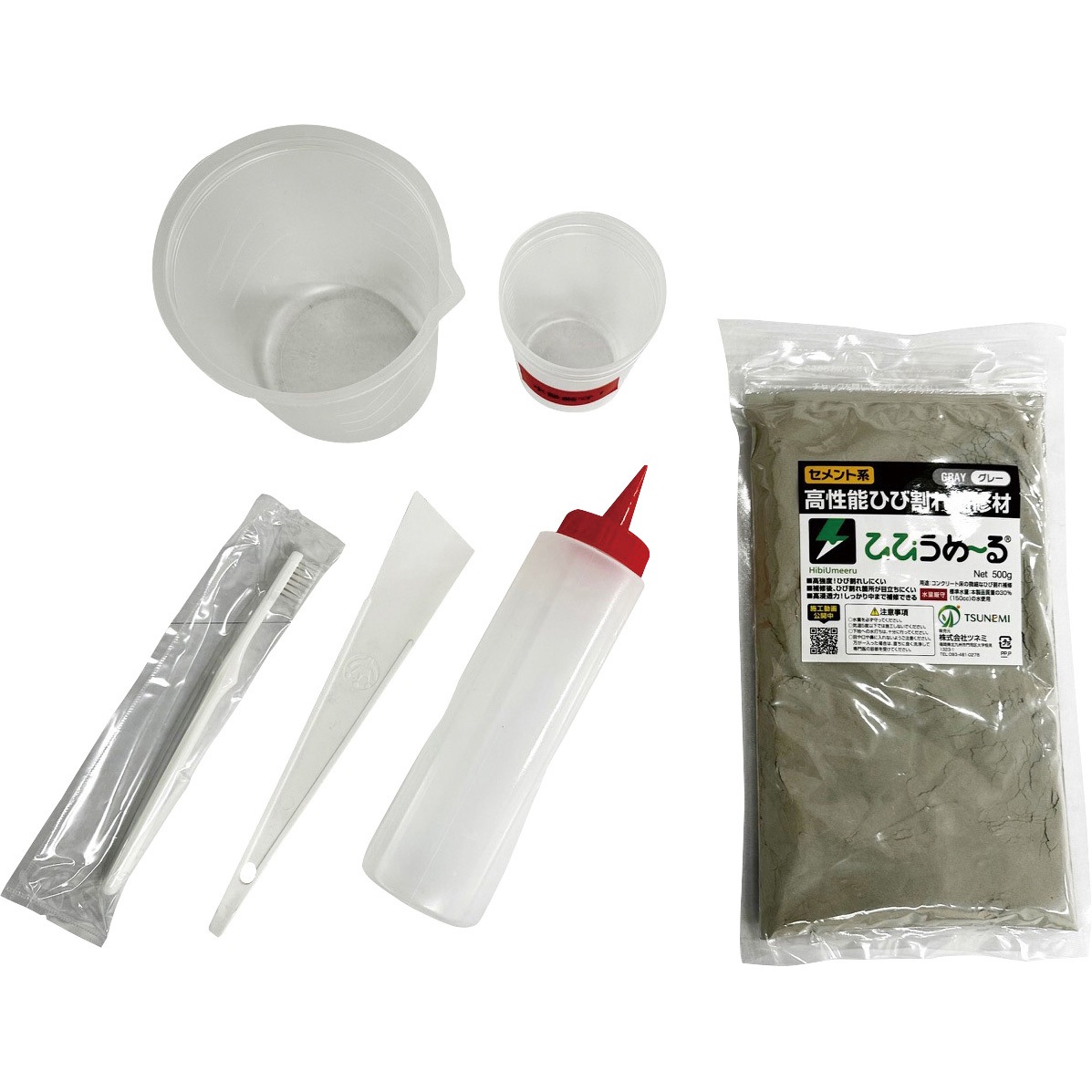 HIBIUMERU GY KIT ひびうめ～る 施工キット付き ツネミ 容量500g グレー色   HIBIUMERU GY KIT