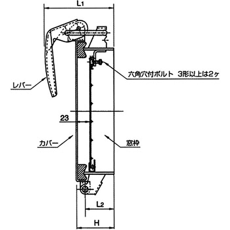 CMD-P2-GKN ワンタッチ窓 基本形 網付タイプ(ボルト式 ネオプレンゴム