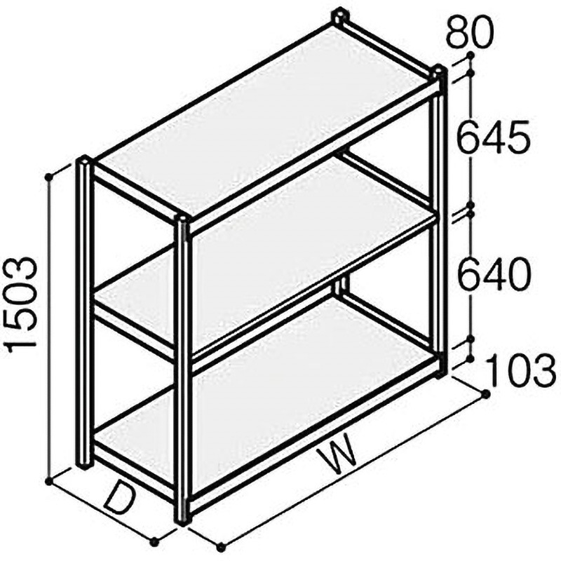 ERL-15433-1 軽中量ボルトレスRL型 150kg＜配送時組立サービス付＞ イトーキ グレー色 単体タイプ 高さ1500mm奥行300mm  ERL-15433-1