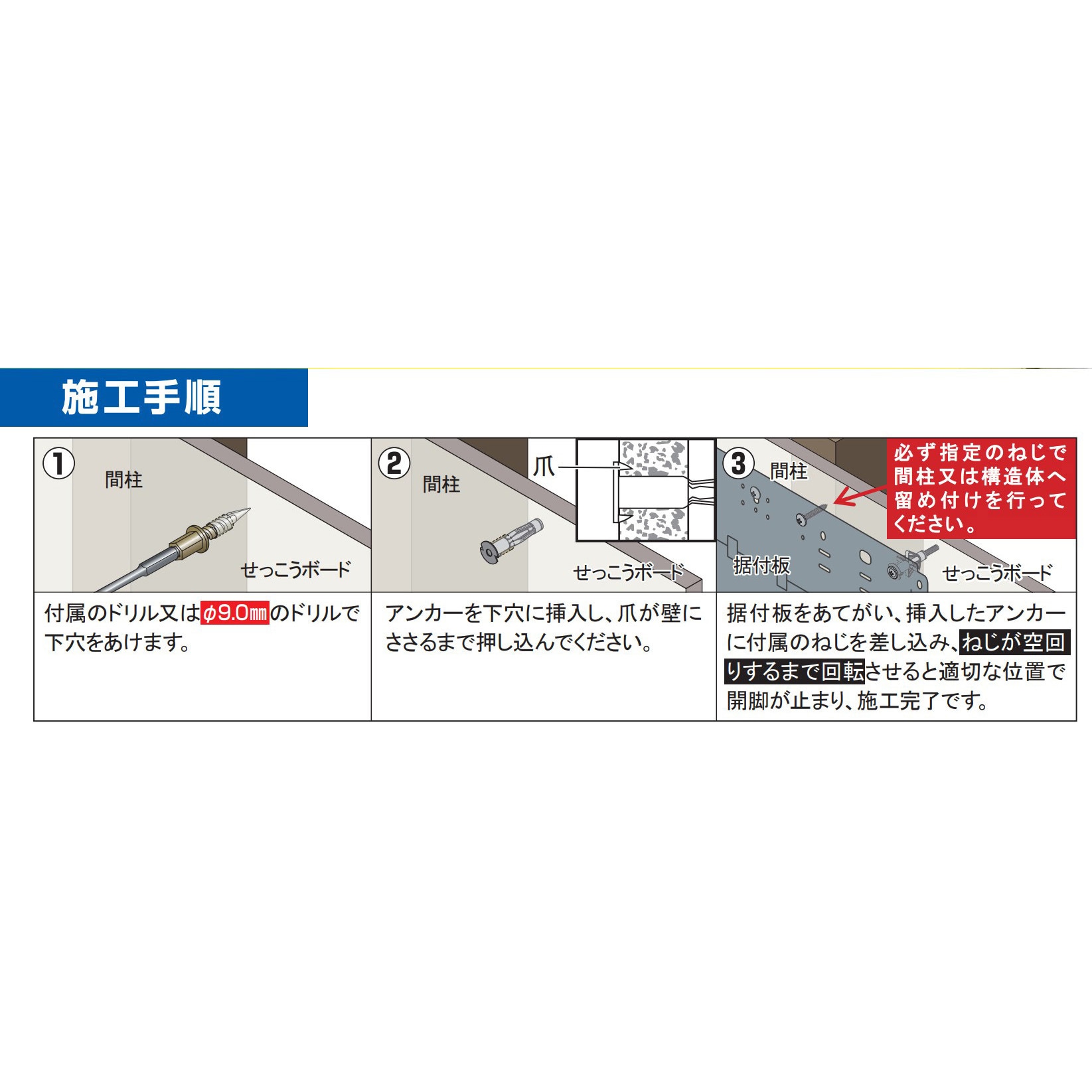 SBA01PB セーフティボードアンカー 若井産業 鉄製 呼びM4ねじ長さ45mm