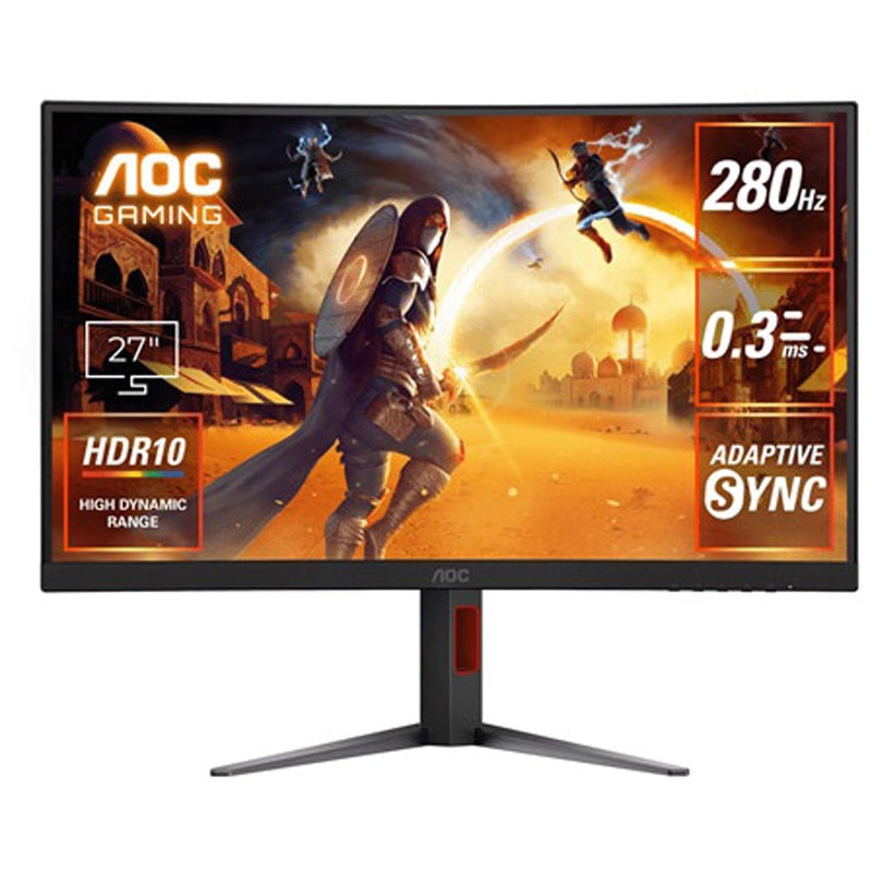C27G4Z/11 ゲーミング液晶ディスプレイ 27型/1920×1080/HDMI、DisplayPort/ブラック/スピーカー：なし/280Hz/曲面 1台 AOC 【通販モノタロウ】