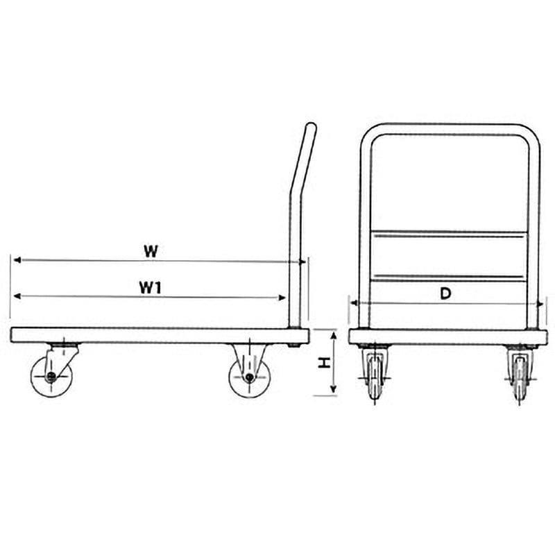 オールステンレス製台車 ウレタン車輪 荷重350kg 荷台寸法750×450mm NW-7545D