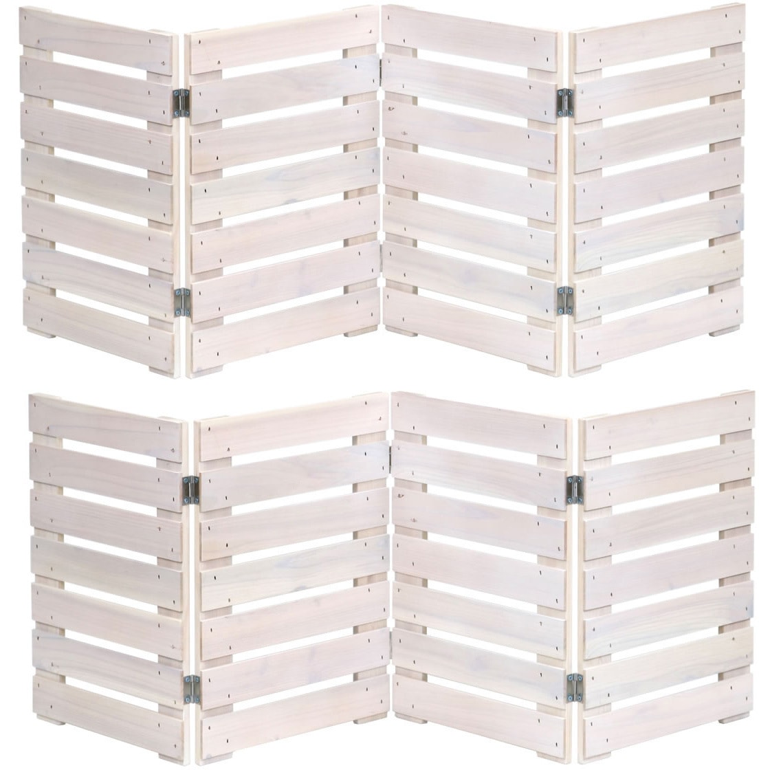 WF-120YK-2P-WHT 折り畳めるウッドミニフェンス(横ボーダー)2枚組 住まいスタイル 1セット WF-120YK-2P-WHT