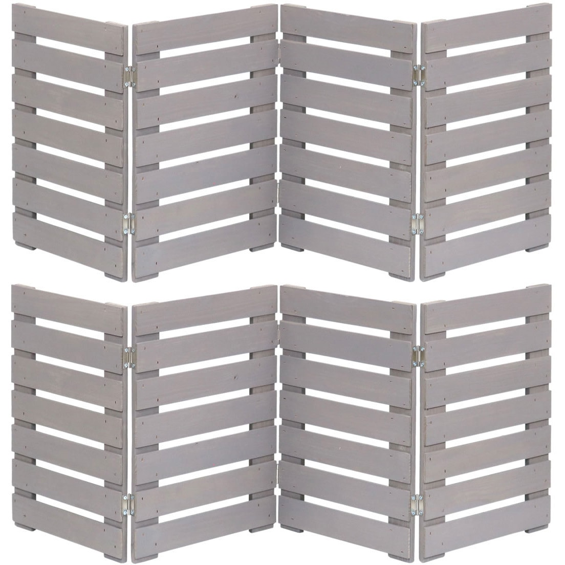 WF-120YK-2P-GRY 折り畳めるウッドミニフェンス(横ボーダー)2枚組 住まいスタイル 1セット WF-120YK-2P-GRY