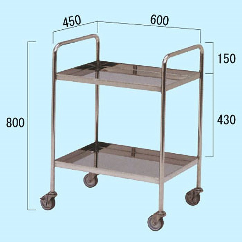 テックサス ステンレスミニテーブルワゴン 600X450 スチールキャスター付 AS-PU6045E テックサス ステンレスミニテーブルワゴン 600X450 スチールキャスター