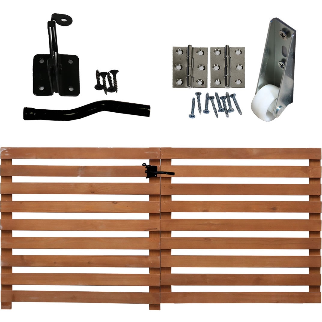 WF-YKG-LBR 折り畳めるウッドフェンスゲートセット(横ボーダー) 住まいスタイル 幅1420mm奥行24mm高さ710mm  WF-YKG-LBR