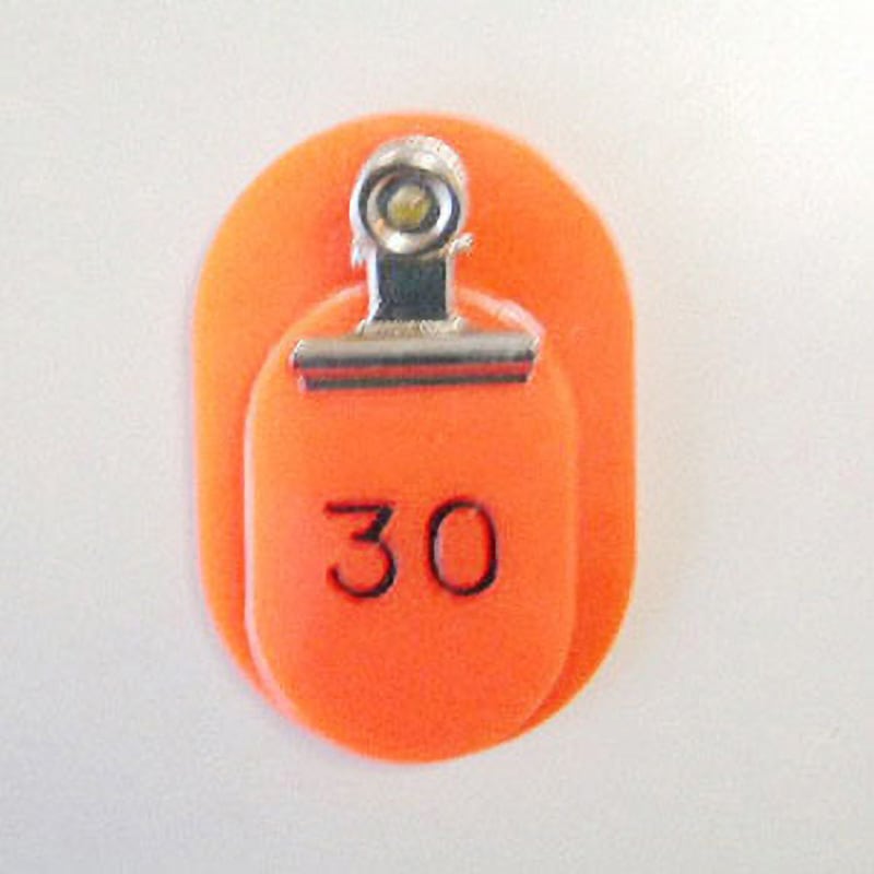 CR-OY50-R 親子札 クラウン[事務用品] 表面に番号入り(裏面は無地) 赤色  1箱(50枚) CR-OY50-R