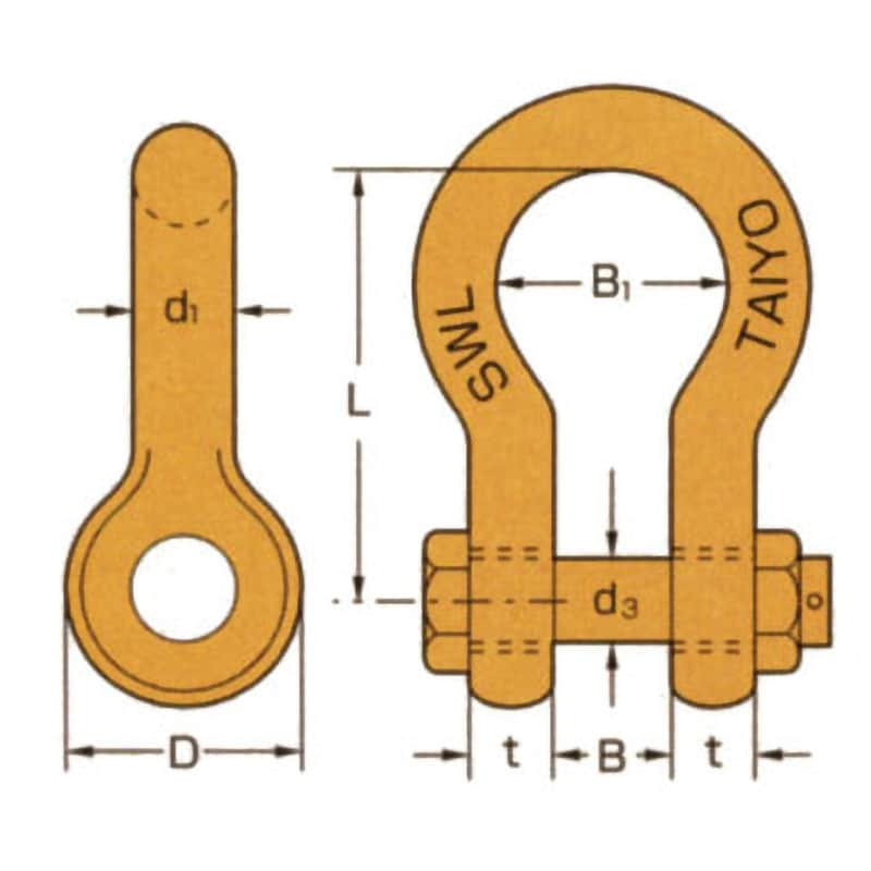 TB-5T スーパーアロイシャックル(ボルト・ナットタイプ) 大洋製器工業 荷重5t - 【通販モノタロウ】