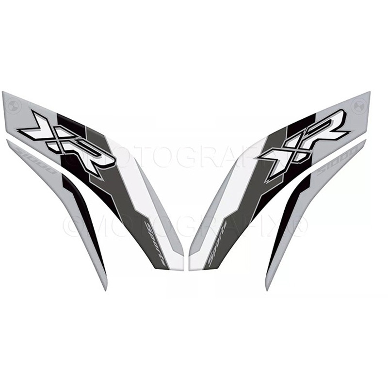 BBG003GS Boot Scuff & Scratch Protection MOTO GRAFIX (モトグラフィックス) 適合車種BMW S1000XR(20-23) Grey with White， Black & Metallic Silver色   BBG003GS