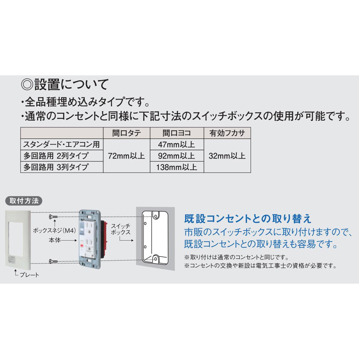 PTCC-BA20SE プレトラックコンセント(樹脂プレート・簡易耐火枠