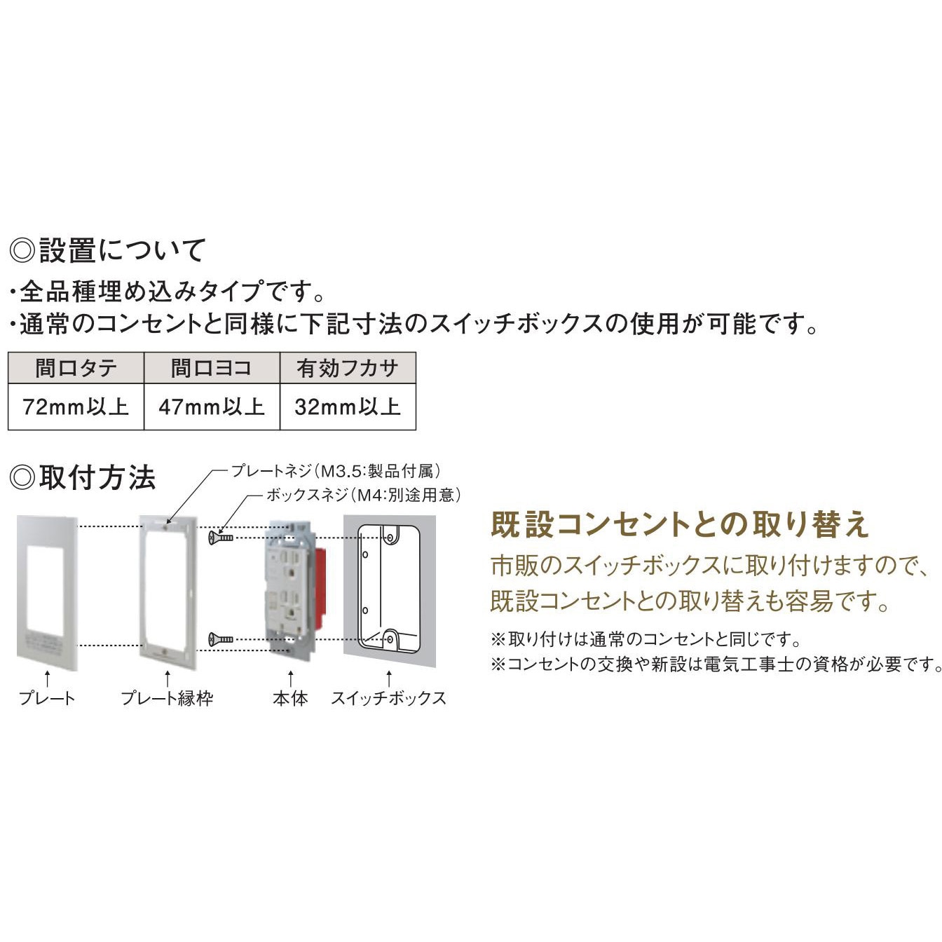PTCC-BA20SE-G プレトラックコンセント スクエア(樹脂プレート・簡易