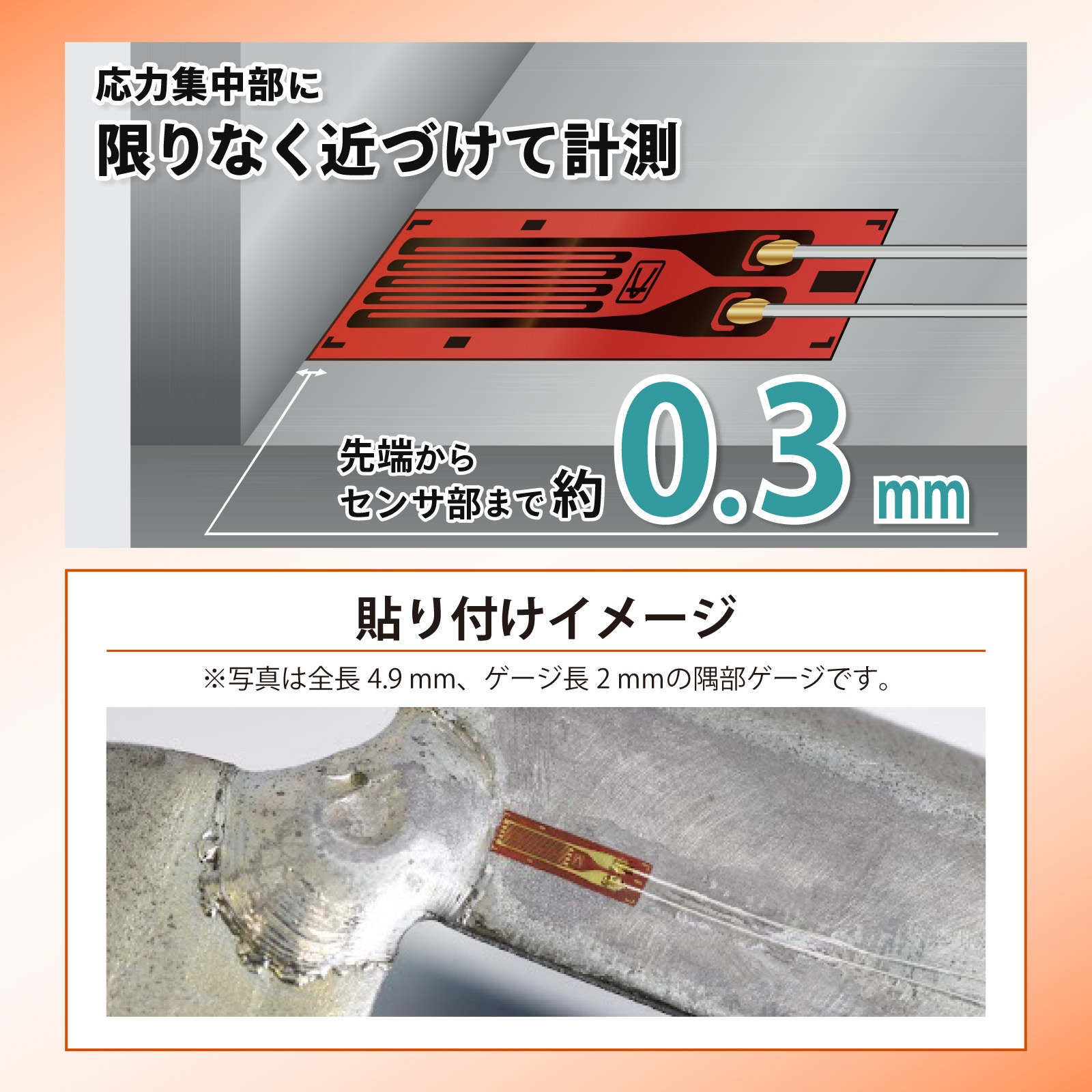KFGS-2NE-120-C1-11 L3M2R 隅部対応ひずみゲージ(一般鋼材用・単軸 