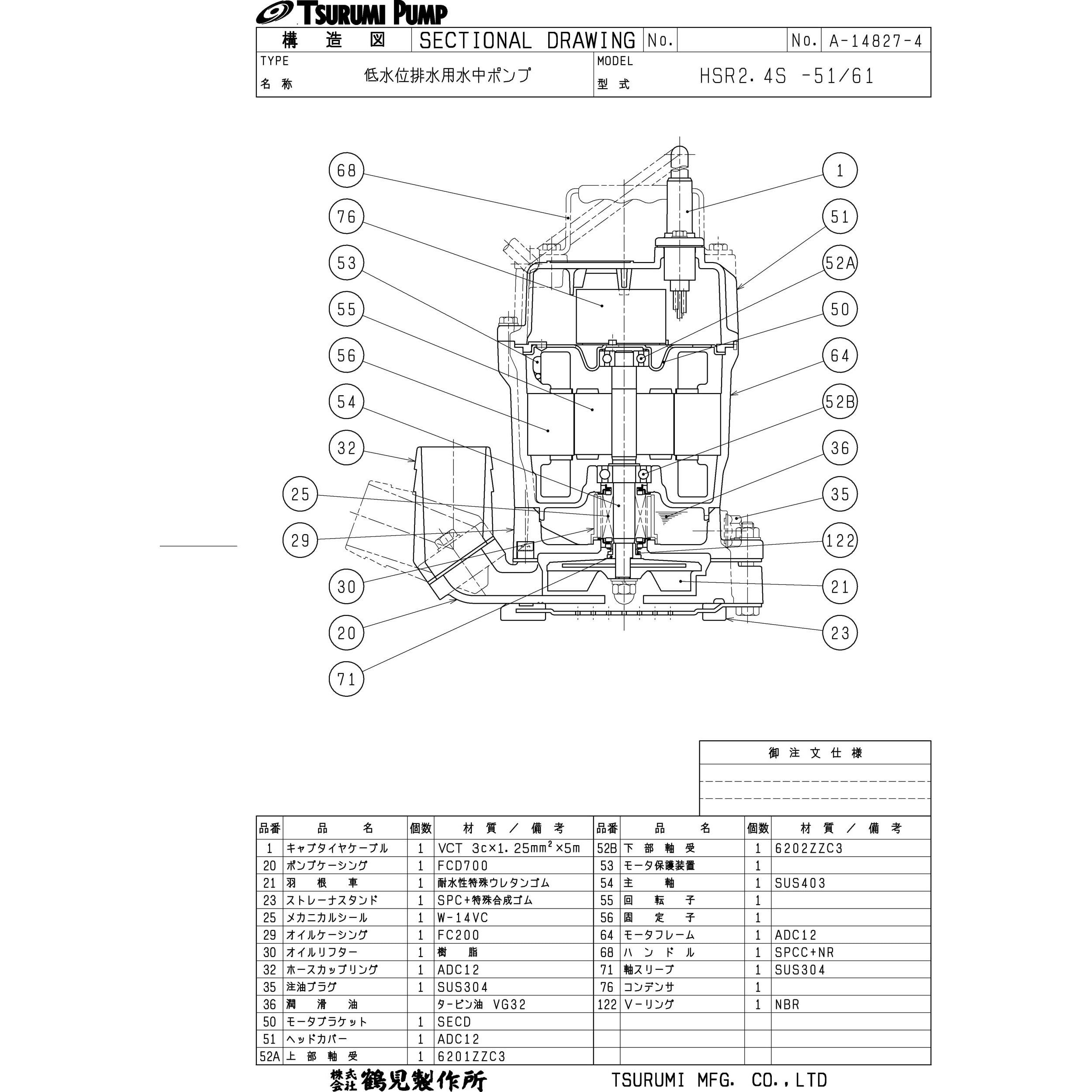 ナットを 在庫 ツルミポンプ 水中ポンプ 低水位排水仕様 HSR2.4S 50Hz 0.4kW 単相100V 吐出し口径50mm 一般工事排水用 水中ハイスピンポンプ  鶴見製作所 カナジン PayPayモール店 - 通販 - PayPayモール カナジン - shineray.com.br