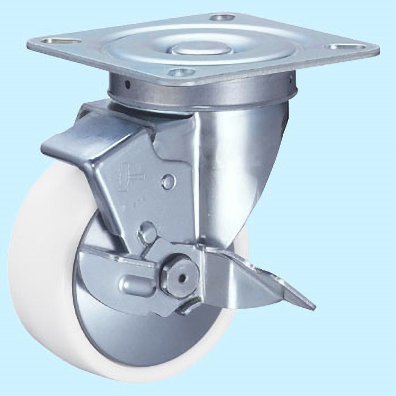 513S-NRB125 513S・自在車(ナイロン(B入)車)ストッパー付 ハンマーキャスター ユニクロメッキ仕上 車輪径125mm