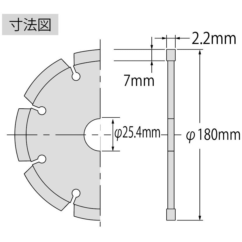 SA180 ダイヤモンドホイール 「切断王」(乾式) ロブスター(ロブテックス) 外径180mm - 【通販モノタロウ】