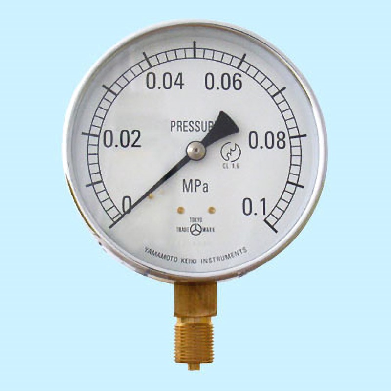 AT 3/8G 100×0.1MPa 普通型圧力計(立形・つばなし) 山本計器 圧力