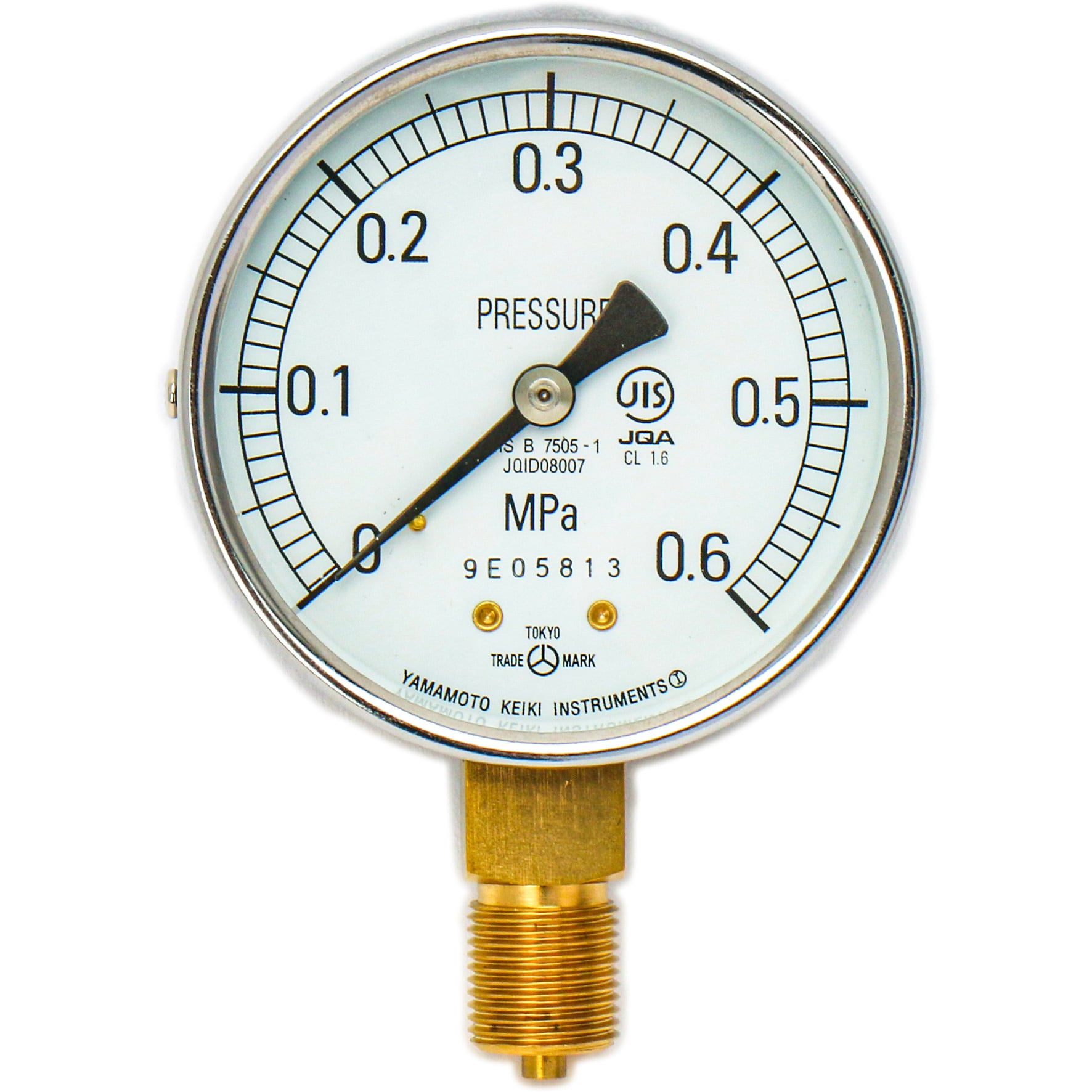 木幡計器製作所 圧力計 φ75 B型 BT 3 8 75 (0-60MPa) - 計測、検査
