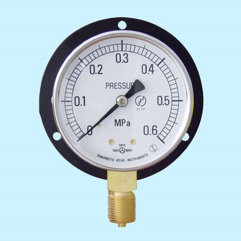 BT 3/8G 75×0.6MPa 普通型圧力計(立形・つば付) 山本計器 G3/8 屋内用