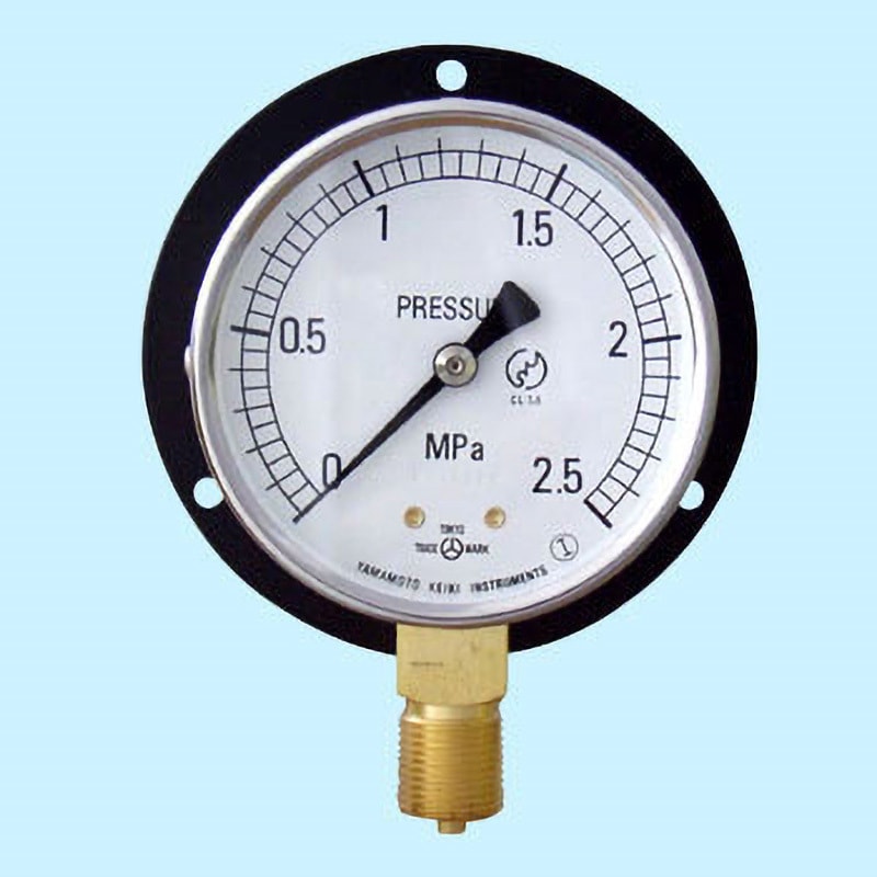BT 3/8G 75×2.5MPa 普通型圧力計(立形・つば付) 1台 山本計器 【通販