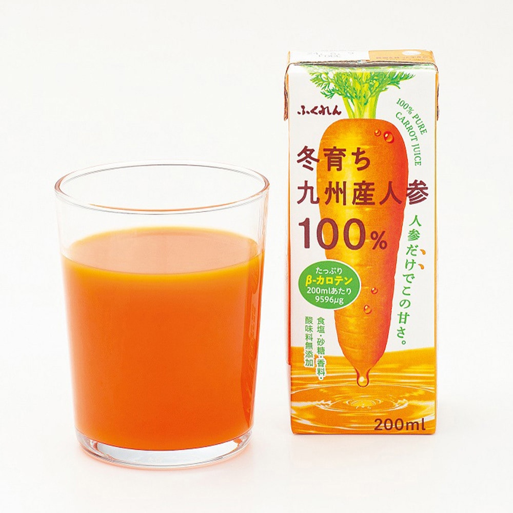 冬育ち九州産人参100%ジュース ふくれん 容量200mL 紙パック 本数6 1