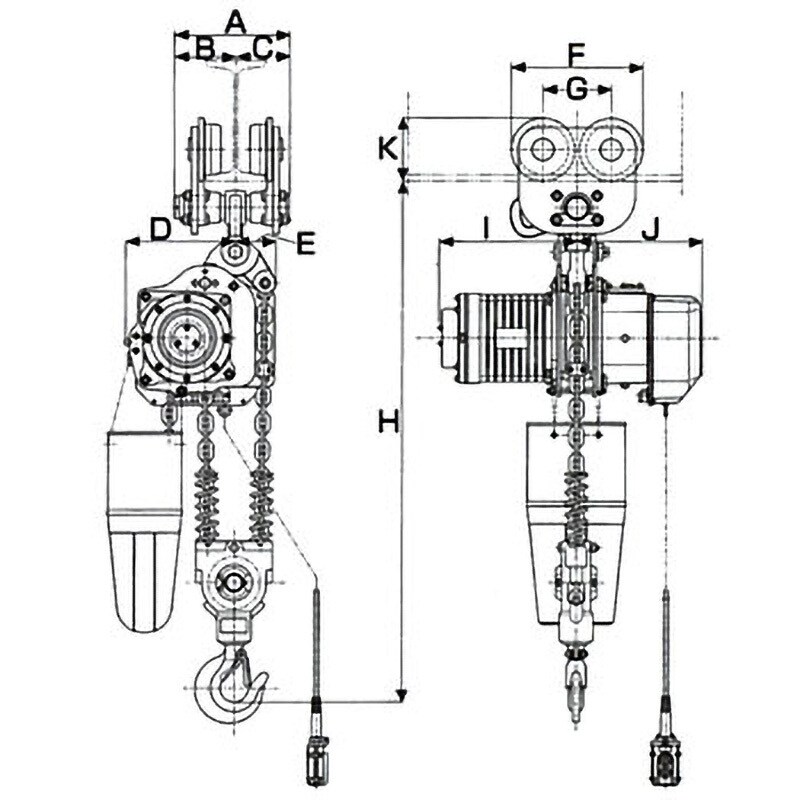 DAP-0.9W プレーントロリー式電気チェーンブロック 象印チェン