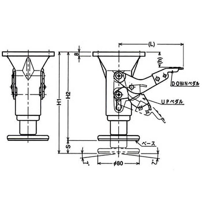 909LK-42S150 909LK ハンマーロック ハンマーキャスター 取付高190mm